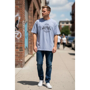 AC/DC High Voltage Graphic T-Shirt Color: Mineral Washed Light Blue Size:XL